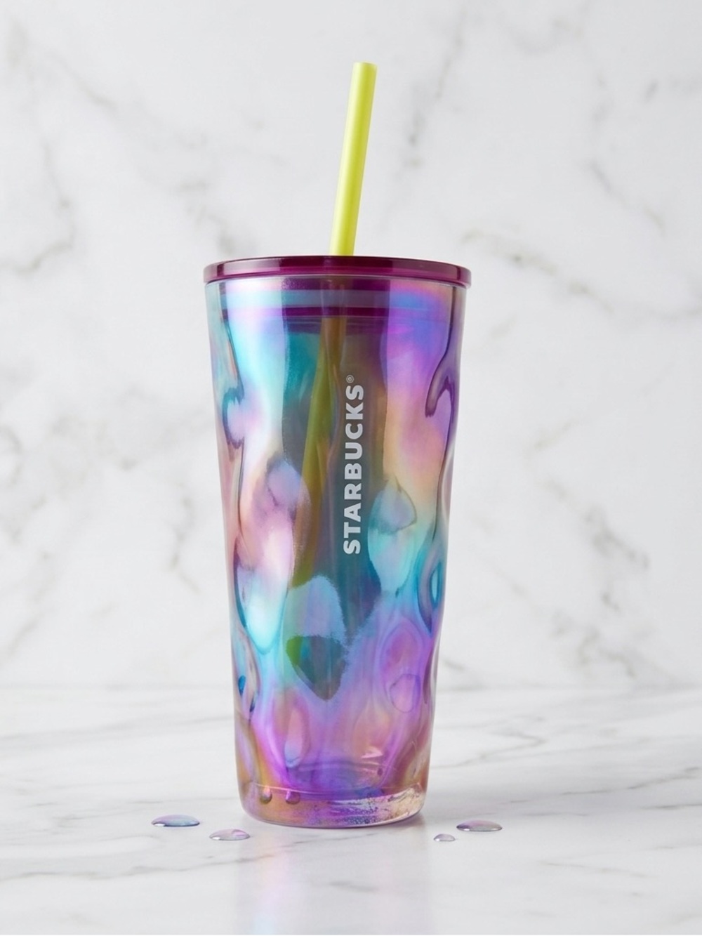 Starbucks Rainbow 🌈Glass Cup Rippled Molten Gradient Cold Tumbler 18 Oz 2024 NWT